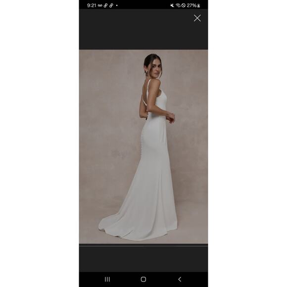 Dreamy Elegant Size Small NWT Lulus Wedding Dress Button Detail Spaghetti V-Neck - Picture 3 of 16